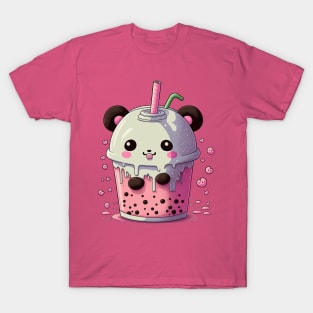 Kawaii Cute Anime Panda Otaku Japanese Bubble Boba Tea T-Shirt